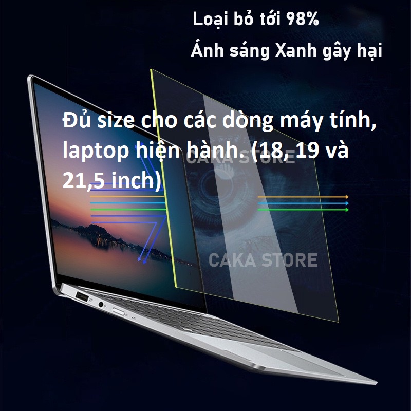 Kính cường lực trong suốt lọc Ánh sáng Xanh, Tia UV gây hại dành cho PC, máy bàn | Bảo vệ mắt hiệu quả lọc lên tới 98%