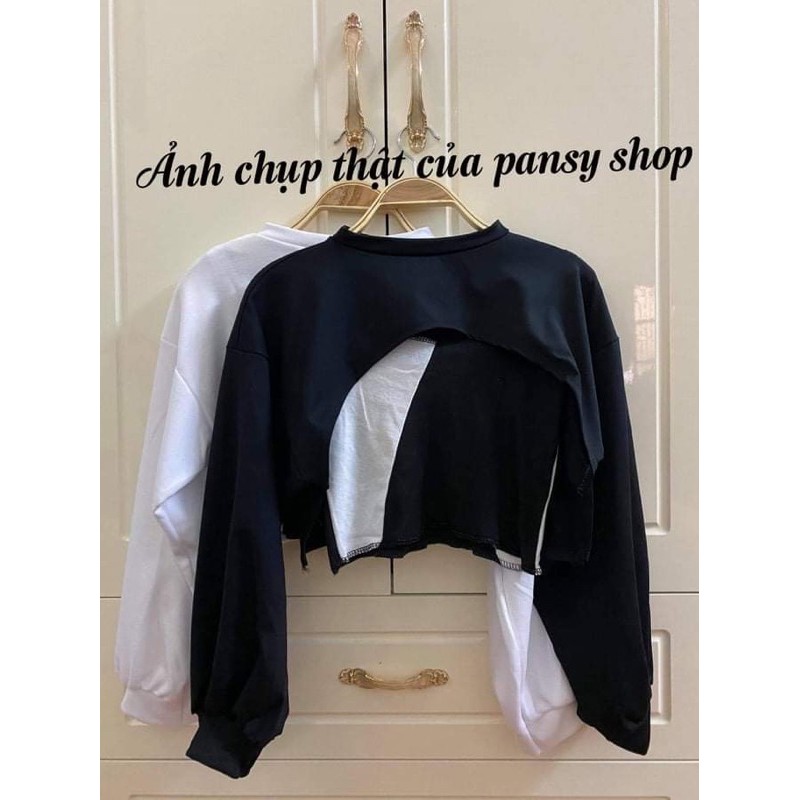 [ ảnh thật+ video ] Set Áo Thun Sweater Croptop Dài Tay Cutout + Áo 3 Lỗ Phối Màu Đen Trắng Siêu Chất Set03