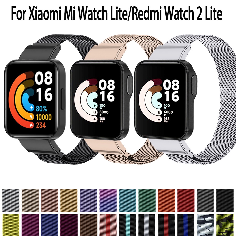 ♞Dây đeo thay thế bằng inox cho đồng hồ thông minh Redmi Watch 2 Lite Xiaomi Mi Watch Lite