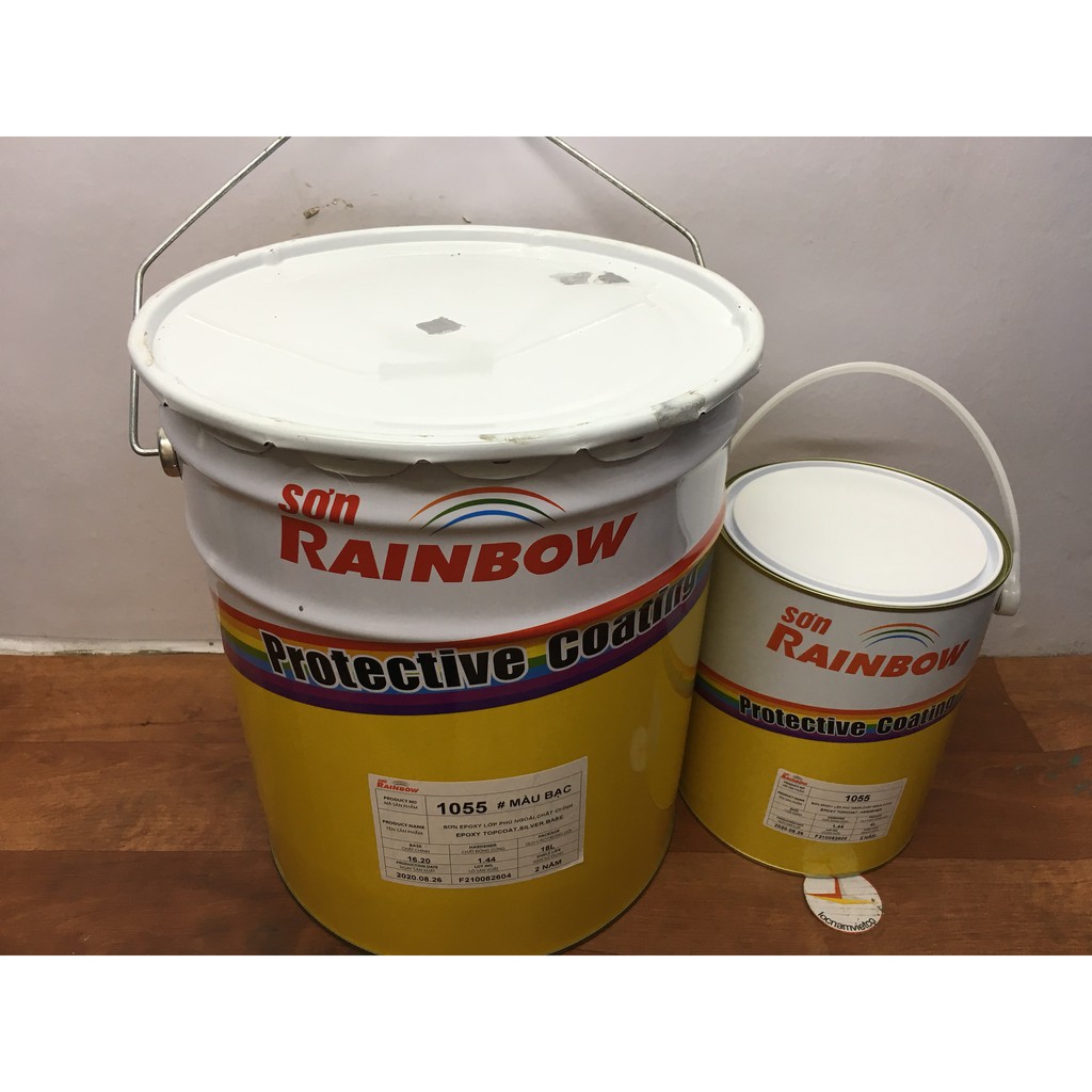 Sơn Rainbow Epoxy Topcoat 1055 màu bạc ( bộ 18L)