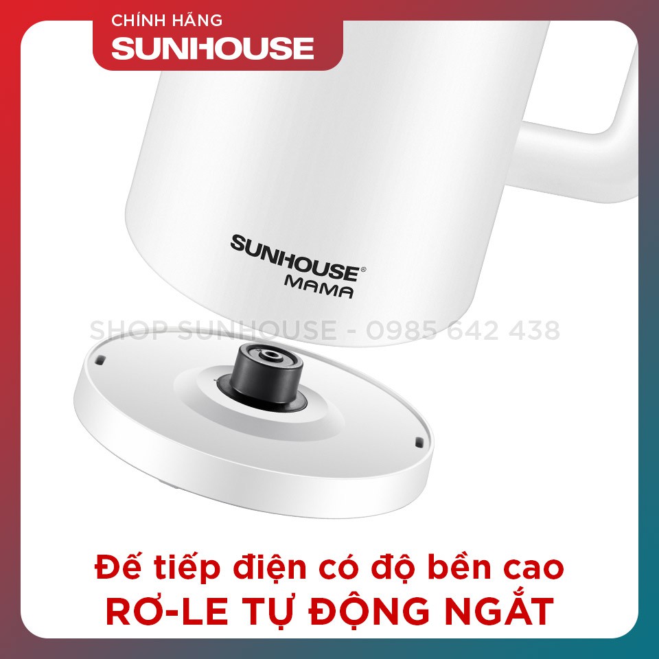 Ấm siêu tốc 1.7L SUNHOUSE SHD1386W sôi nhanh, chống bỏng