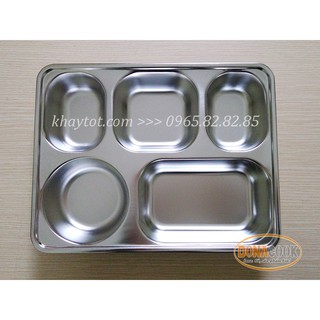 KHAY CƠM 5 NGĂN HÀN QUỐC SÂU LÒNG NẮP INOX