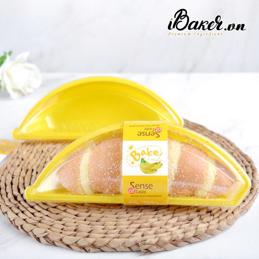 [SỈ GIÁ TỐT] Hộp Nhựa Đựng Bánh Hình Quả Chuối Vàng kèm tem vàng độc đáo JM510