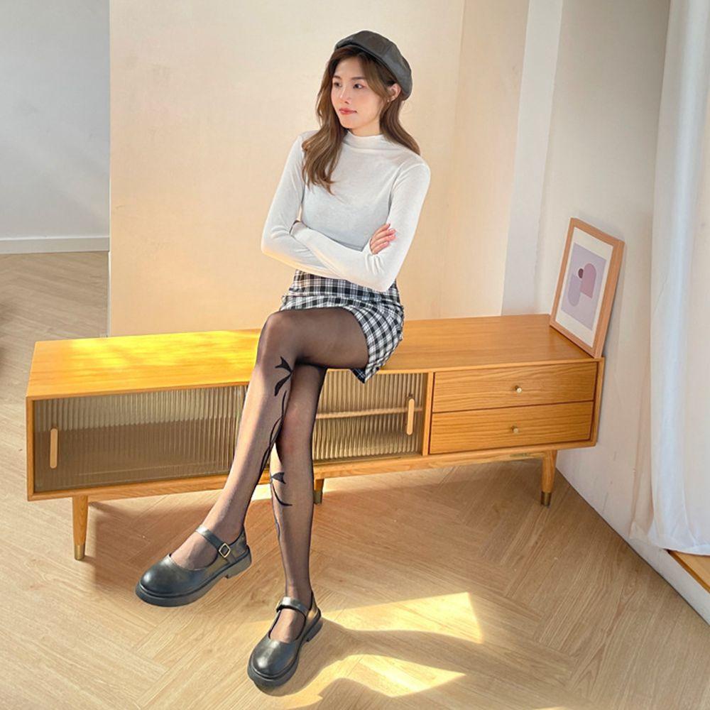 Vớ Đen Thoáng Khí Đính Nơ Ruy Băng Phong Cách Lolita Quyến Rũ VANES1 Cho Nữ