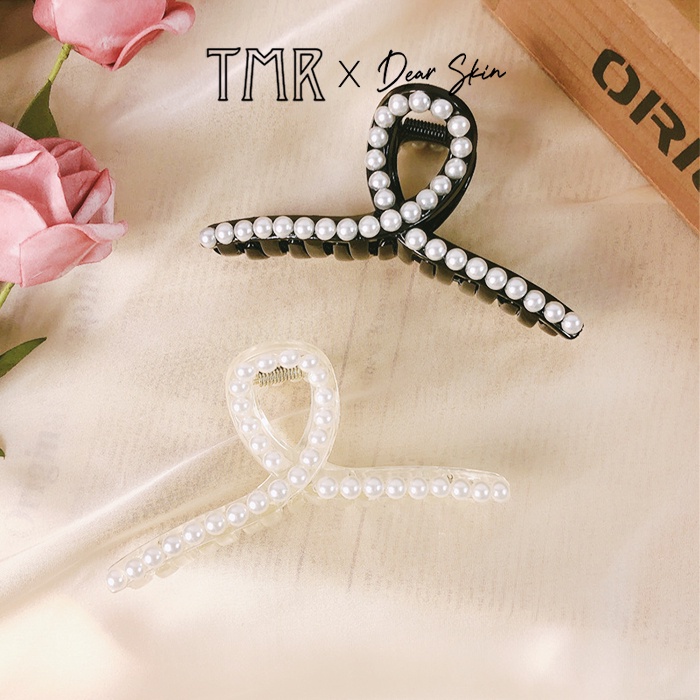 Kẹp tóc càng cua TMR chính hãng, thời trang điệu đà màu đen be