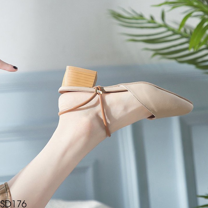 Giày Sandal Nữ SFA Đi Được 2 Kiểu Bít Mũi Hàn Quốc Gót Vuông Chống Xước Cao 3P - Chất Da Mờ Đẹp SD176