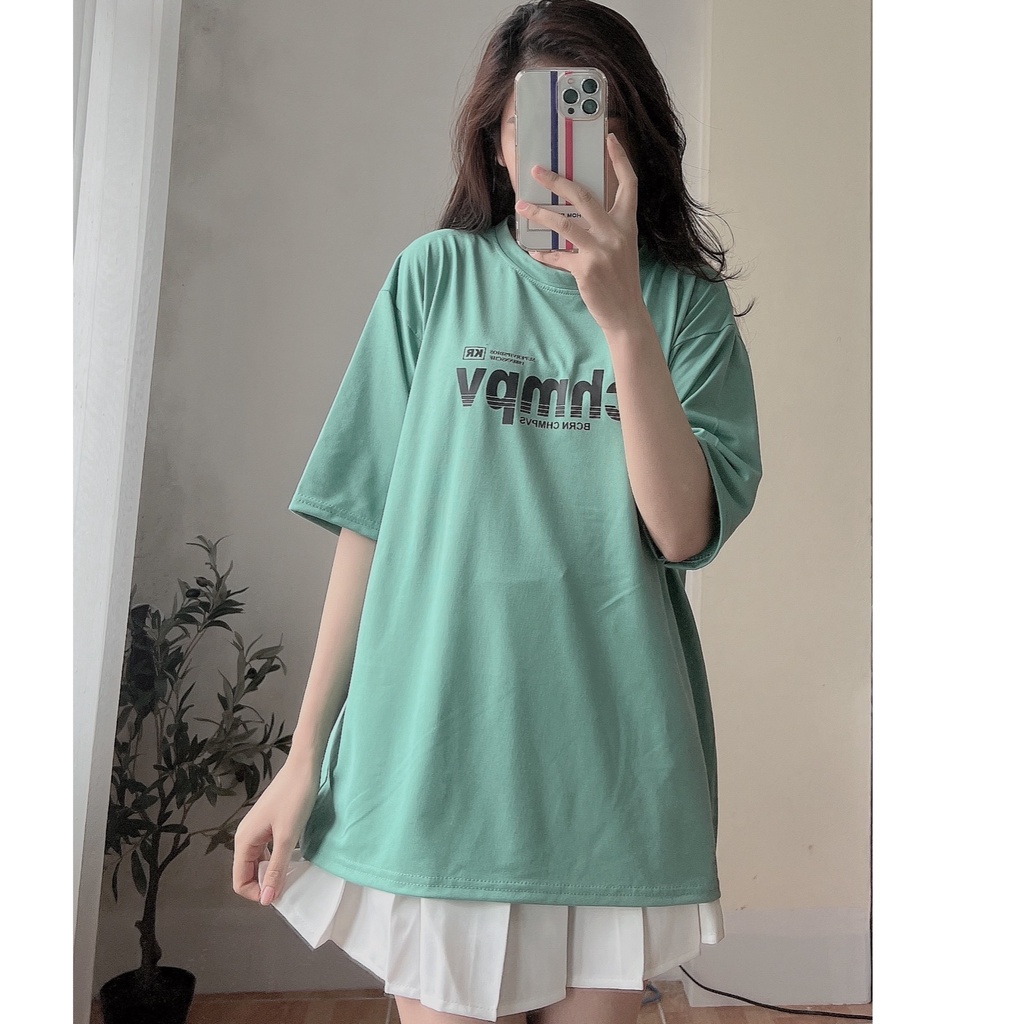 Áo Thun Chmpv Form Rộng PEONYB Unisex  🌸 Phông ngắn tay lỡ in chữ kiểu dáng basic cá tính Ulzzang 🌸
