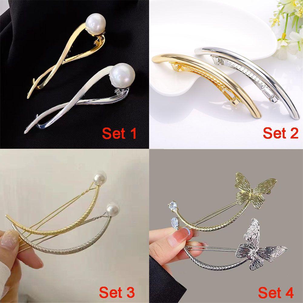 HS Set 2 Kẹp Tóc Kim Loại Thời Trang Cho Nữ