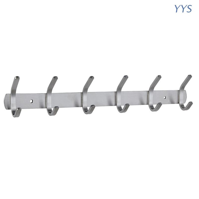 Giá treo áo khoác 6 móc gắn tường bằng thép không gỉ chịu được sức nặng chuyên dùng cho phòng ngủ/nhà bếp/phòng tắm