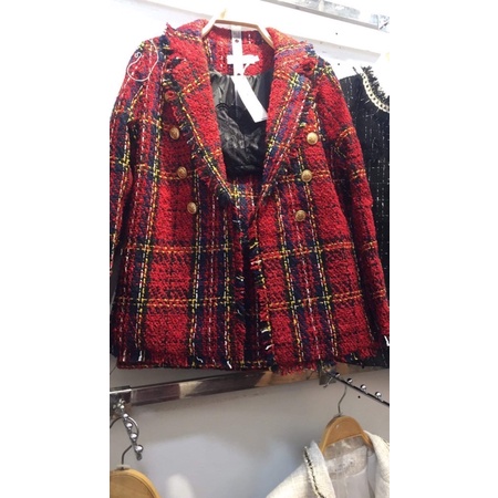 Set dạ đỏ mận kẻ sọc thiết kế sang chảnh tiểu thư hàng cao cấp | BigBuy360 - bigbuy360.vn