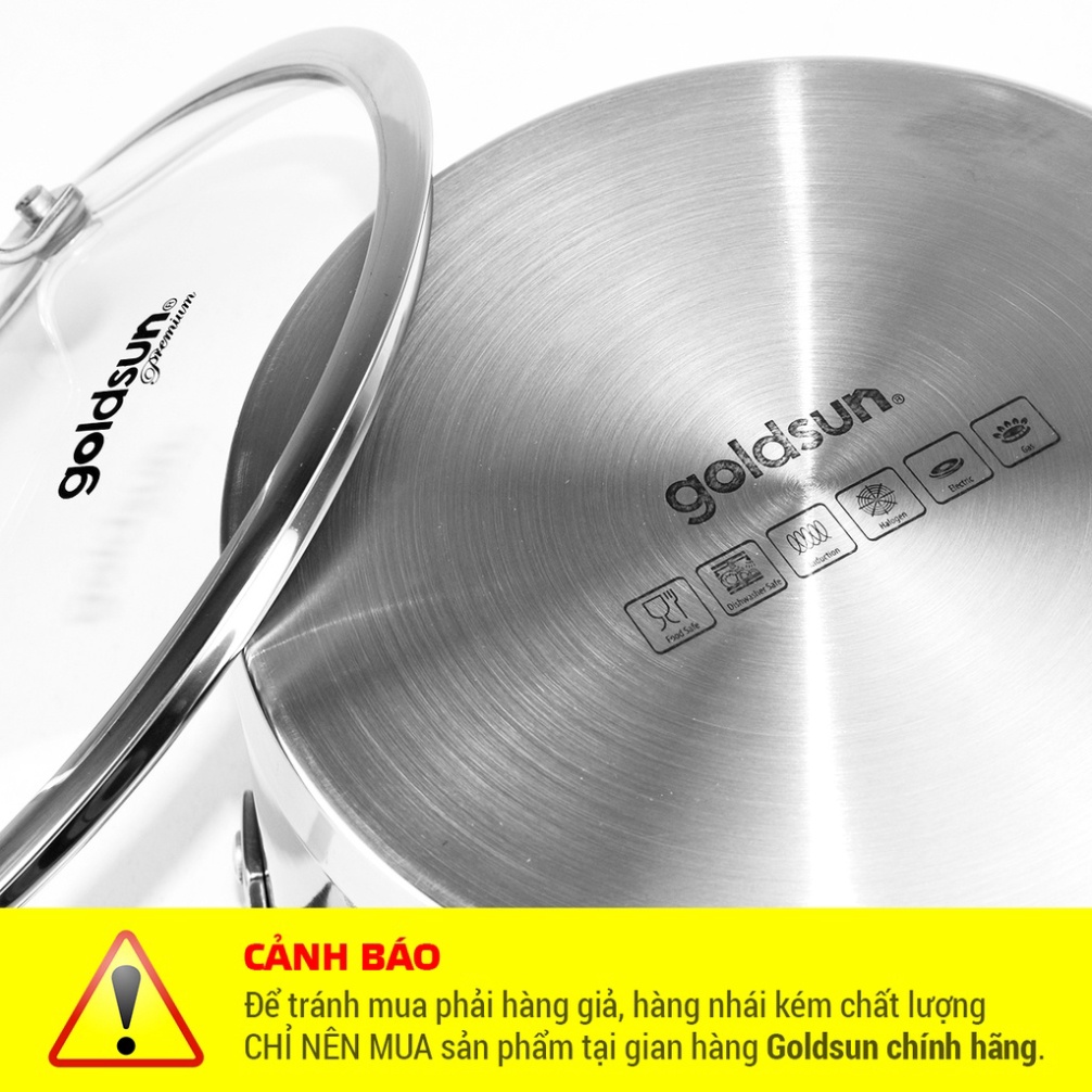 (QUÀ TẶNG HẤP DẪN 0đ) BỘ NỒI INOX 5 ĐÁY CAO CẤP GOLDSUN GD26-3506SG. HÀNG CHÍNH HÃNG