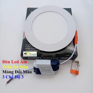 Đèn Led Âm Trần 9w Siêu Mỏng Đổi Màu 3 Chế Độ 3