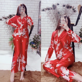 BỘ LỤA SATIN CHIM HẠC (DÀI)