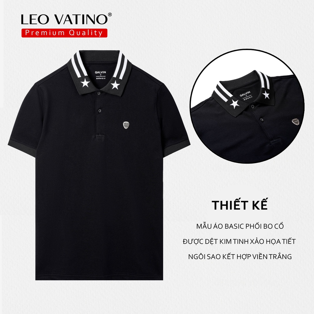 Áo polo nam Galvin Premium cotton cao cấp 95% cổ thêu Ngôi sao gắn tag Hợp kim Aluminum PLGVPR03 - Leo Vatino
