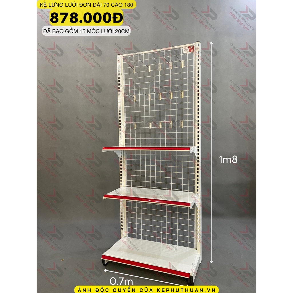 Kệ Móc Lưới Đơn  Dài 70 x Rộng 35 x Cao 180