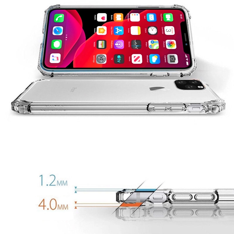 For IPhone 12 11Pro Max Heavy Duty Protection Case  Four Corner Strengthen Silicon Clear Case