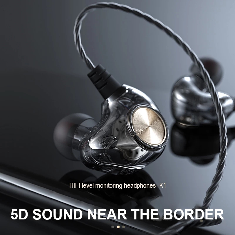HK1 - Wired Headphones 3.5mm Hybrid Hifi Headphone DJ Stereo Music Deep Bass Noise Canceling Earphones