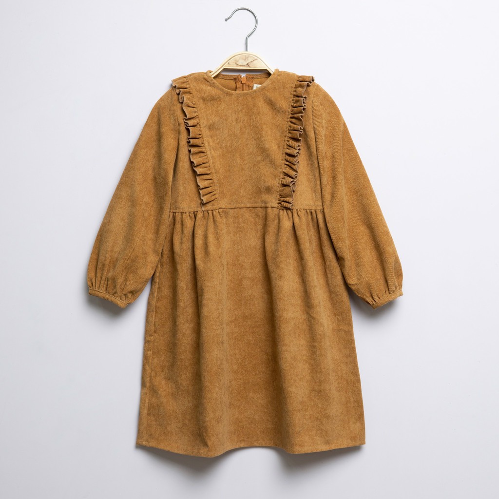 Váy bé gái SAYME đầm nhung tăm dáng xòe bèo nhún Feminist GCDR0023-24