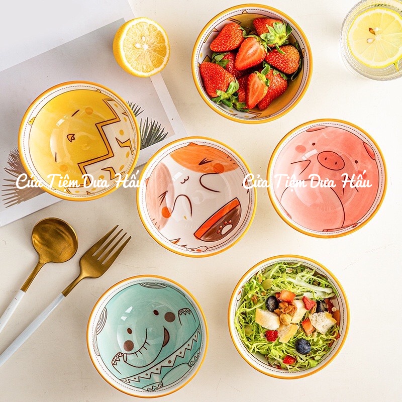 Bộ bát đĩa ăn cơm gốm sứ hình thú dễ thương, Bát đĩa decor đẹp - Baby Galaxy Official