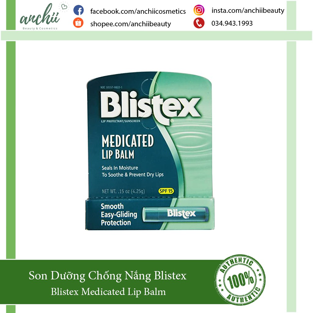 Son Dưỡng Chống Nắng Blistex Medicated Lip Balm - Số 1 tại Mỹ