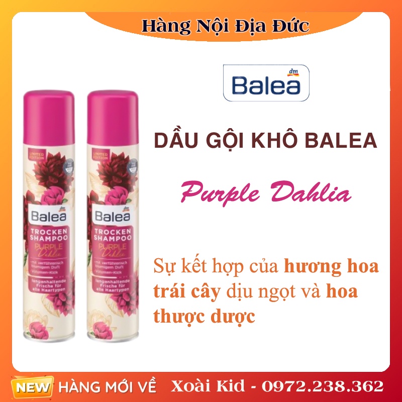 Dầu gội khô Balea dưỡng tóc mềm mượt, tóc sạch bồng bềnh 200ml của Đức- Date mới nhất