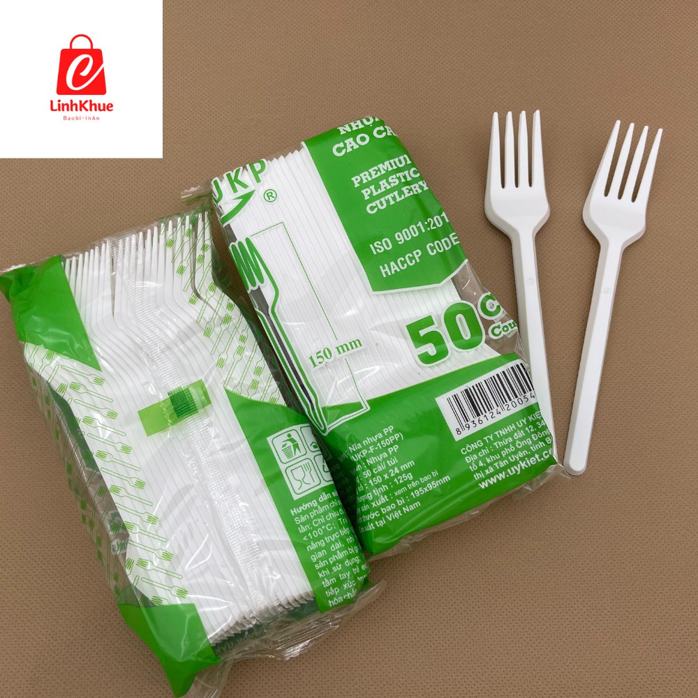 Dĩa Dùng 1 Lần  + Combo 50 chiếc + Màu Trắng Đục + Cam Kết đảm bảo an toàn vệ sinh thực phẩm + SP011 +Dĩa Uy Kiệt + Nĩa