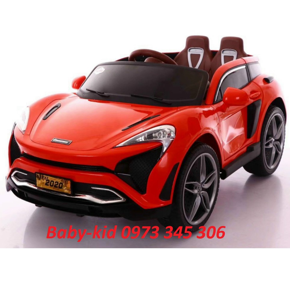 Ô tô điện đồ chơi trẻ em BABY-KID KUPAI-2020 4 động cơ dẫn động Ăc qui 12V7AH cho bé vận động ngoài trời Đỏ-Cam-Trắng