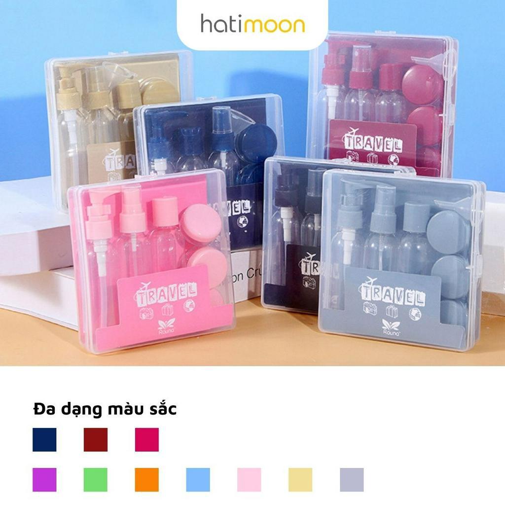 Bộ lọ chiết mỹ phẩm du lịch, công tác 9 món có hộp đựng Hatimoon