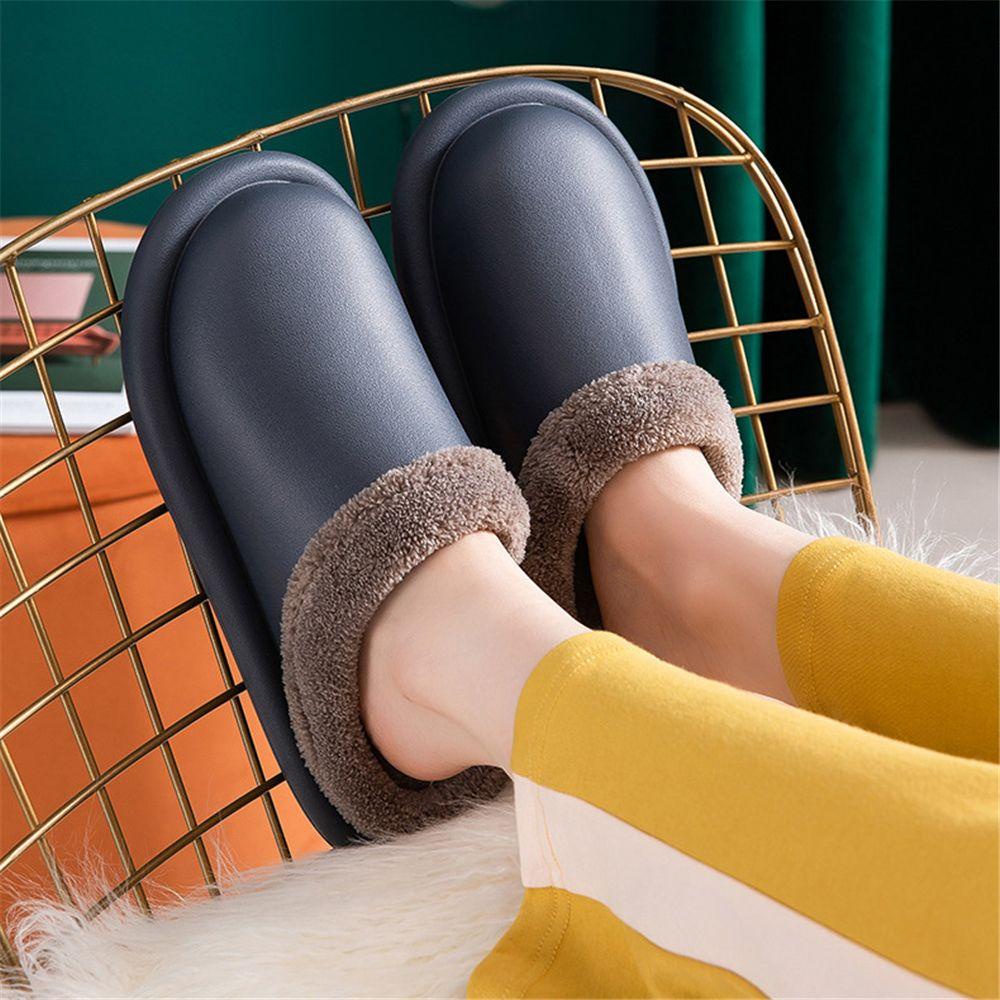 .Dép Đi Trong Nhà Lót Lông Chống Thấm Nước Giữ Ấm Cho Nữ