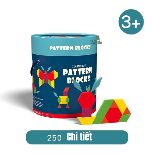 [Hàng Chính Hãng] Đồ Chơi Gỗ Xếp Hình Sáng Tạo Mideer Pattern Blocks 250 chi tiết