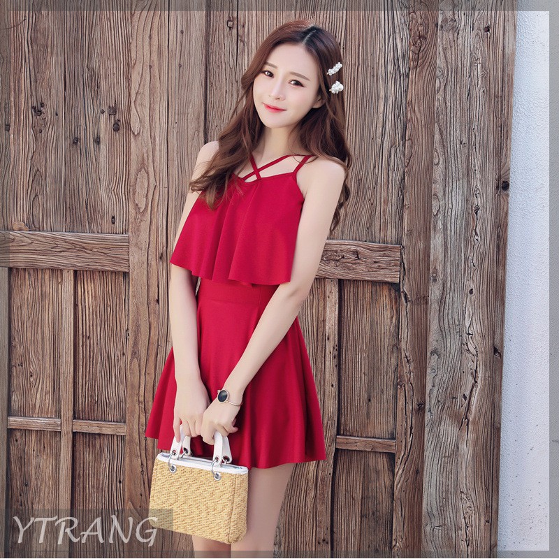 Xả hàng - Đồ bơi nữ liền mảnh thun đẹp cổ yếm kín đáo tôn dáng