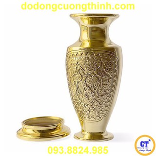Bình bông Hoa Khai Phú Quý bằng đồng dáng vỏ đạn cao 42cm
