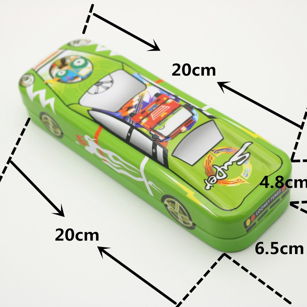 Hộp đựng bút hình ô tô 2 ngăn bằng kim loại cho bé đồ dùng học tập