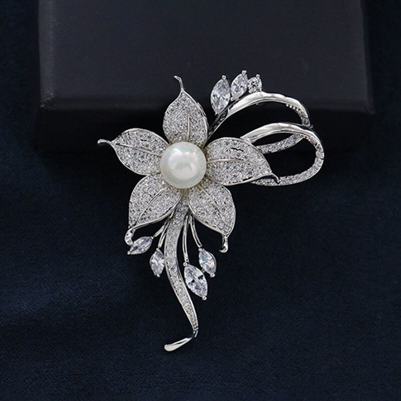 Ghim Cài Áo Hình Hoa Đính Ngọc Trai Nhân Tạo Thời Trang