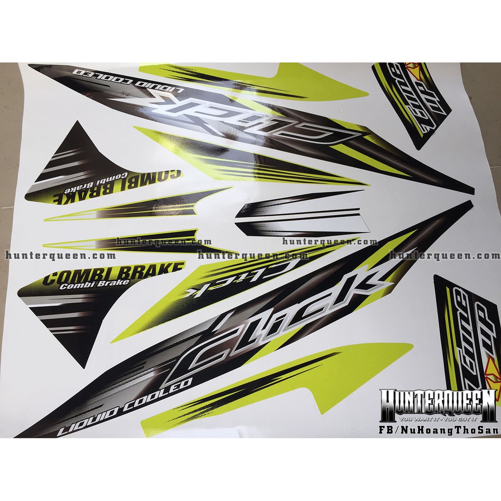 Tem rời xe Click 110 đen - vàng chanh