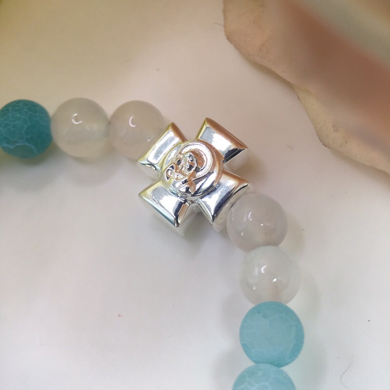 Chuỗi Mân Côi vòng tay đá xanh trắng Thánh Giá bạc S925 Topaz cao cấp Đức Mẹ KimKimRosa jewelry Rosary bracelet silver