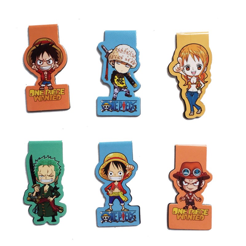 Bộ 6 Đánh Dấu Sách Bookmark Nam Châm Đảo Hải Tặc One Piece