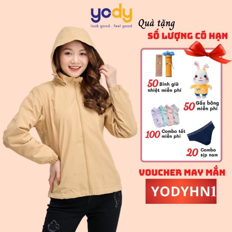 Áo Khoác Gió Nữ YODY Hai Lớp Có Mũ Áo Gió Nữ Khóa Kéo Chống Bụi Chống Nước Chính Hãng AKN4024 😍