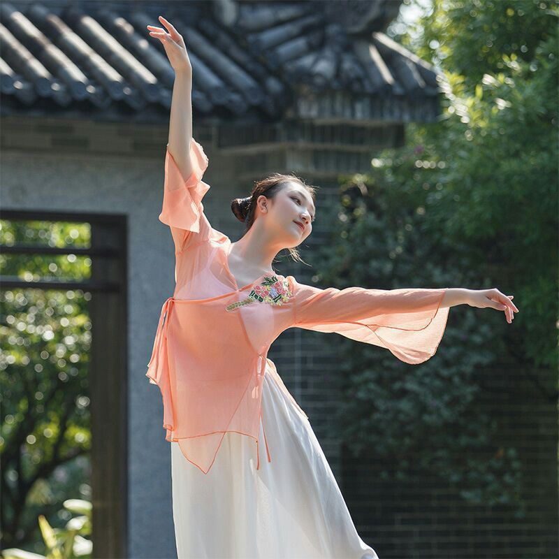 Áo voan múa cổ trang thêu hoa A122 Trạng Phục Đồ múa Tịnh Nhi