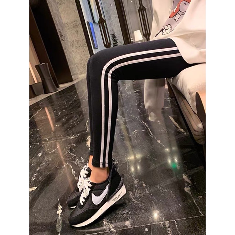 Quần Legging Ôm 2 Sọc Chất Poly Thấm Hút Tốt