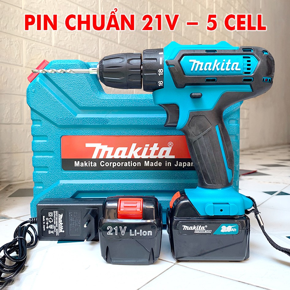 [Tặng mũi khoan] Máy khoan pin MAKITA 21V (khoan, bắt vít ) - Pin Vuông - Máy Khoan Bắt Vít 21V - Siêu khỏe trong tầm gi