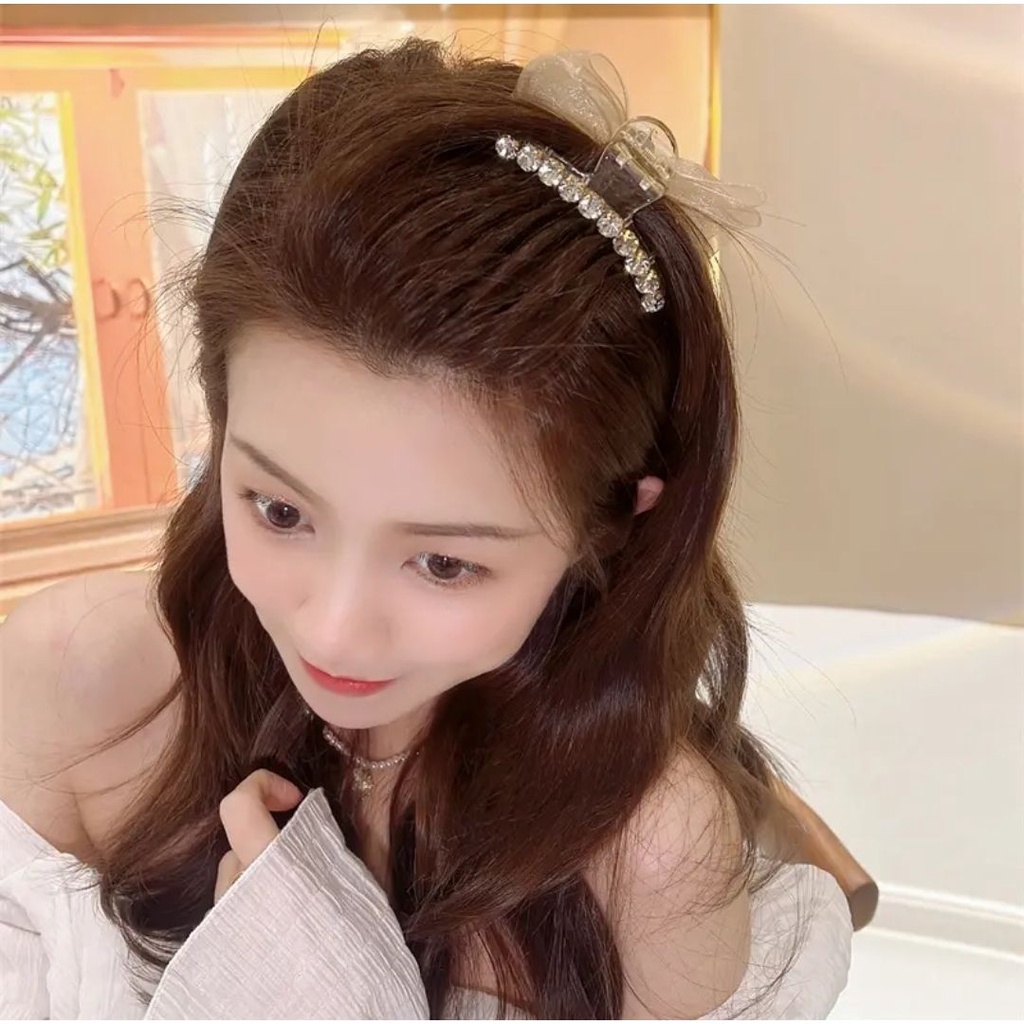 Jiashucheng Kẹp Tóc Nơ Lưới Hai Mặt Cỡ Nhỏ Thời Trang Nữ