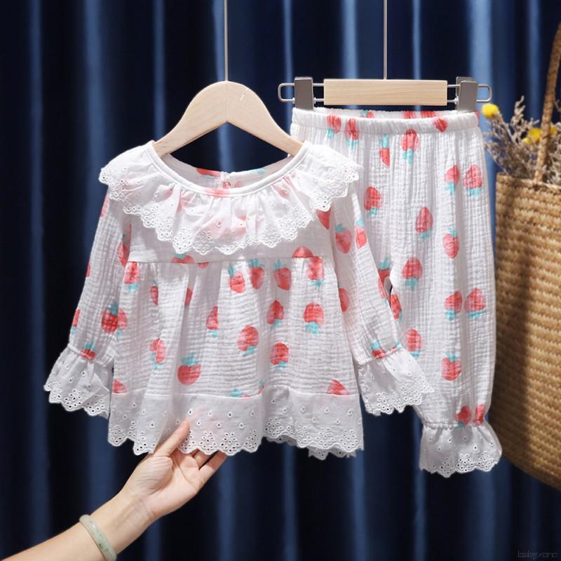 Bộ Quần Áo Ngủ Tay Dài Xinh Xắn Đáng Yêu Cho Bạn Gái