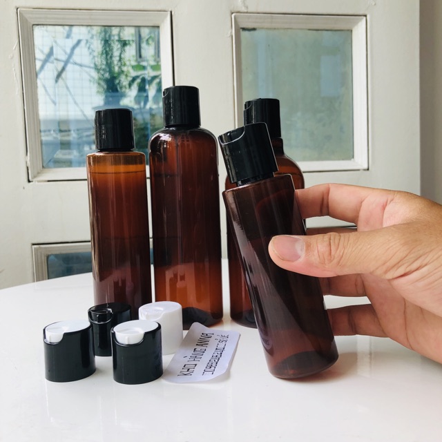 50 Chai nhựa nắp nhấn bật - combo 50 chai nâu 250ml /300ml /150ml /120ml/100ml - chai pet màu nâu nắp nhấn 200ml/250ml