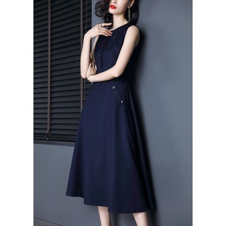 đầm xòe sát nách phối nút cao cấp CV285269