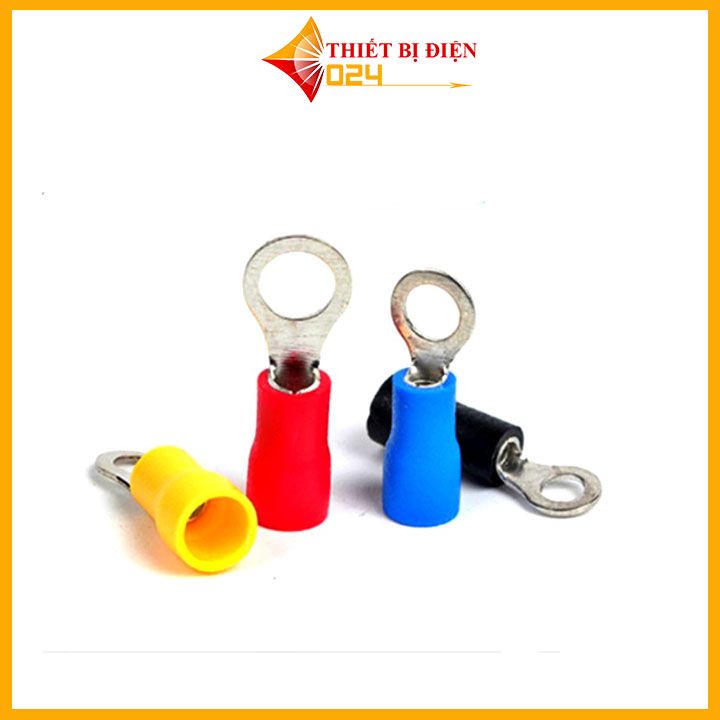 [100cái] Đầu cos dây điện tròn bọc nhựa RV 1.25-3, đầu cốt bấm dây điện 0.5mm 1.5mm, cosse (cót) đồng đấu nối điện