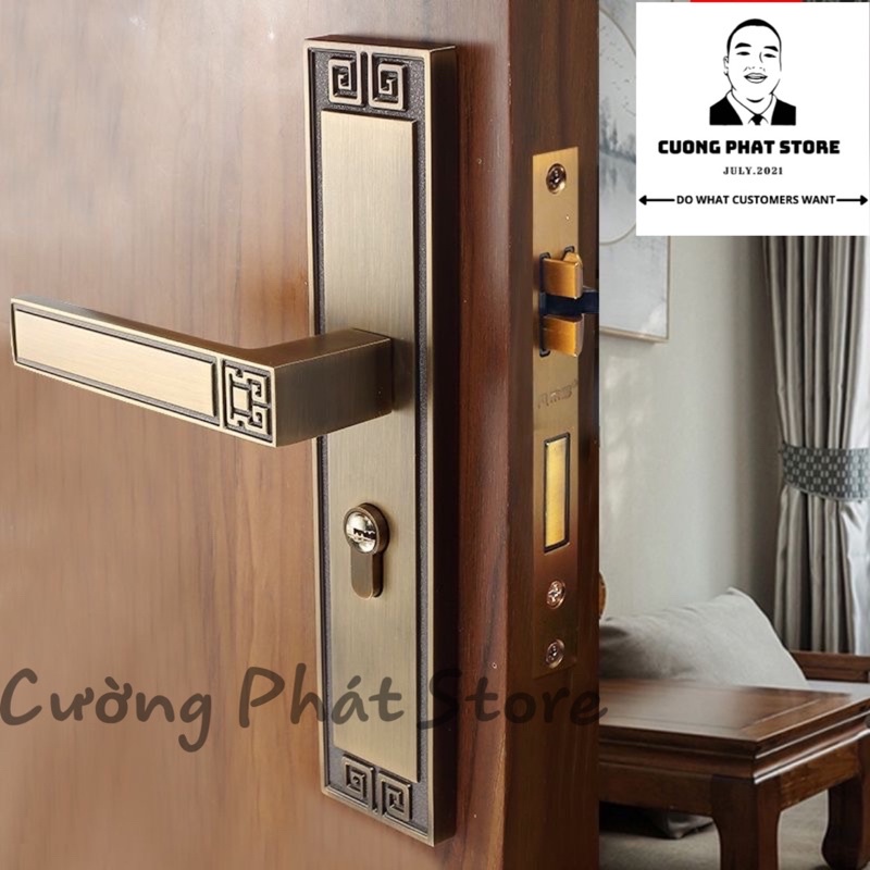 Khoá tay gạt đồng nguyên khối lắp cửa chính, cửa đại phong cách giản dị - BẢO HÀNH 1 Năm