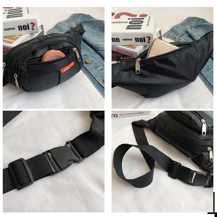 Túi đeo bụng, đeo hông nam nữ 6 ngăn bền đẹp chống thấm nước Sport đủ màu lựa chọn