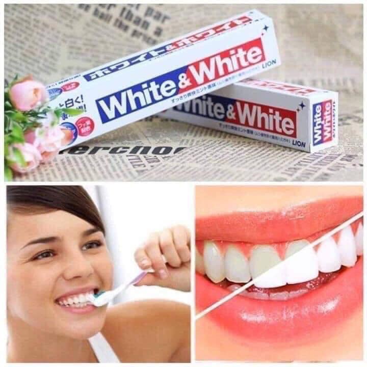 KEM ĐÁNH RĂNG NHẬT BẢN WHITE &amp; WHITE 150g giúp trắng răng và hơi thở thơm mát dài lâu