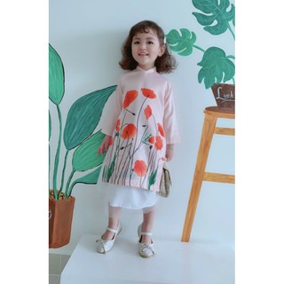 Áo dài lụa in cao cấp cho bé gái 🍒FREESHIP🍒áo dài xinh giá rẻ
